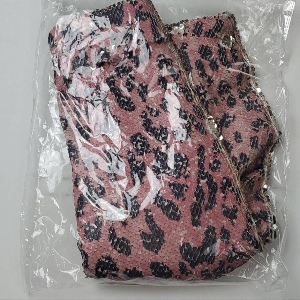 NWT Free People Skinny Sequin Mini Skirt Pink Cheetah  Size 8 - Picture 3 of 13